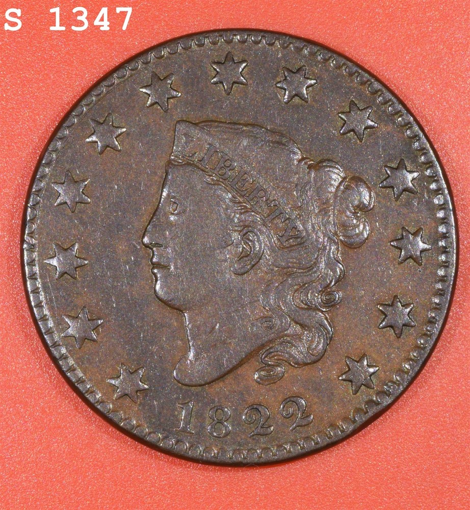 1822 Coronet Head Large Cent "VF++"