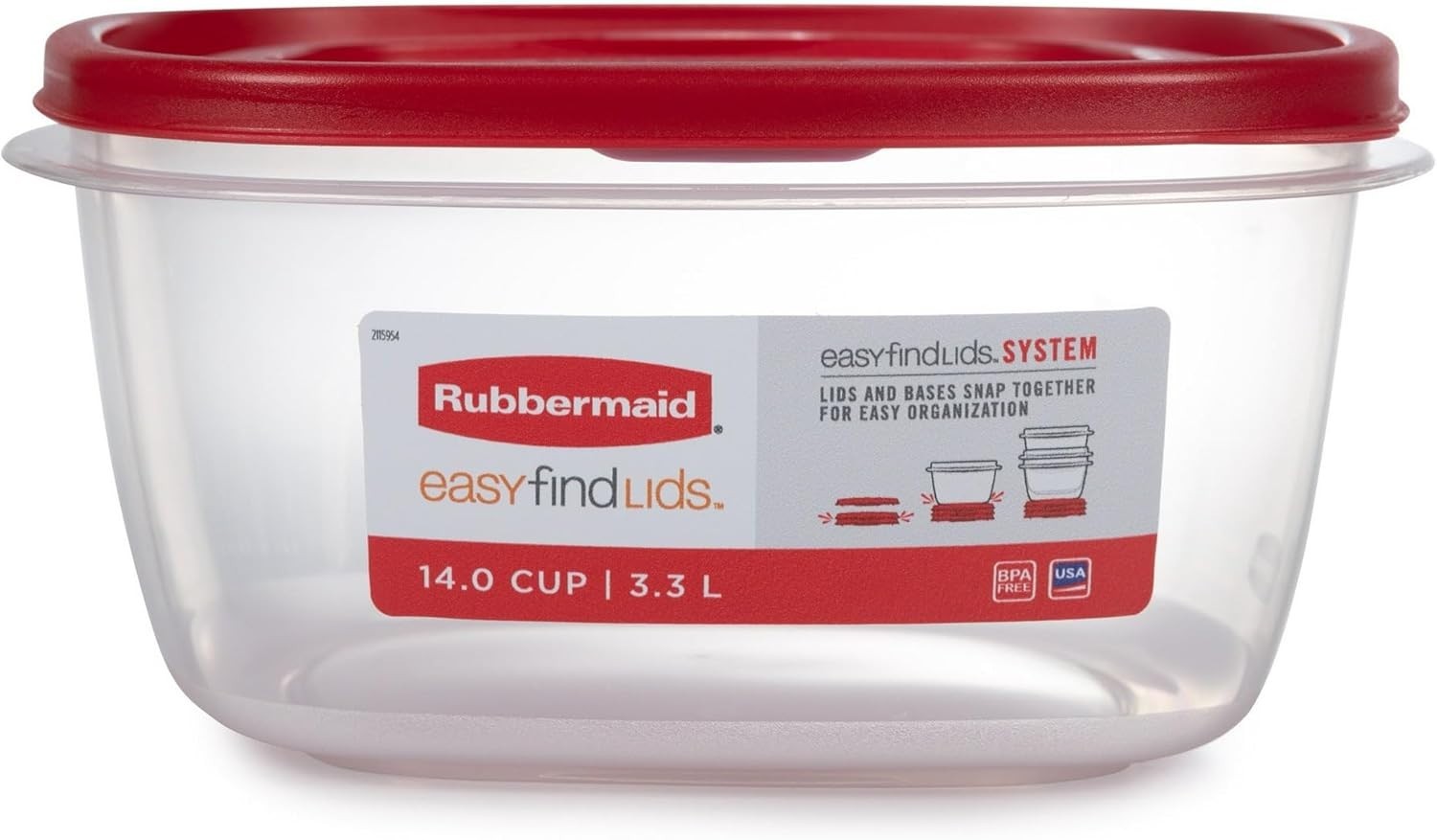 LOT OF 2, 14 Cup Rubbermaid Easy Find Lids Food Storage Container Red, BRAND NEW