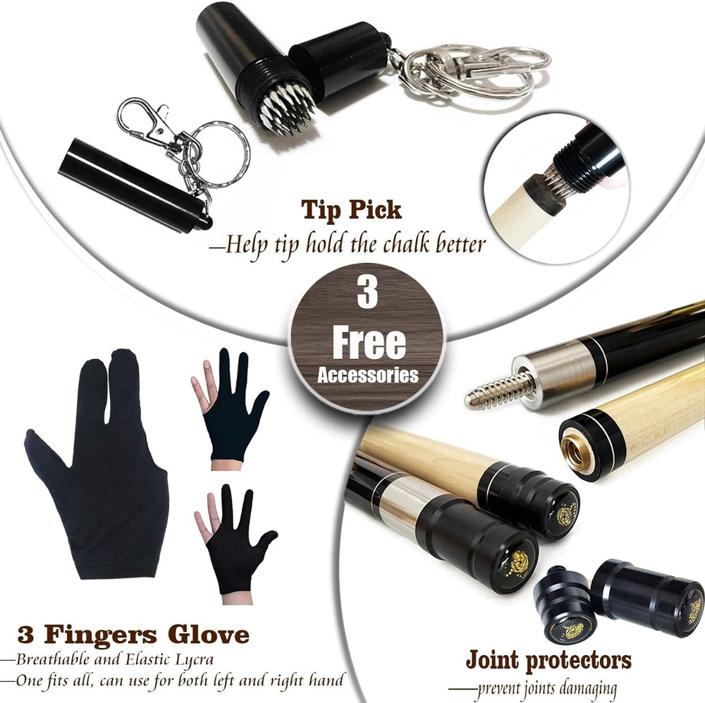 Maple Pool Cue Stick + Hard Case Bundle