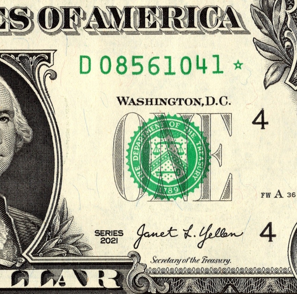 2021 D Star Note One Dollar Bill Regular Run Pack Note D08561041*