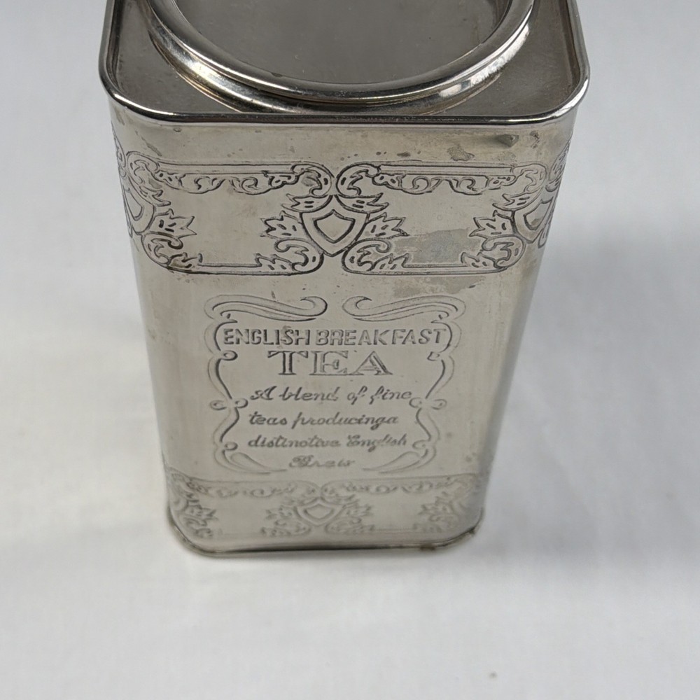 Vintage English Breakfast Tea Can Silverplate Brass Can Kitchen Decor