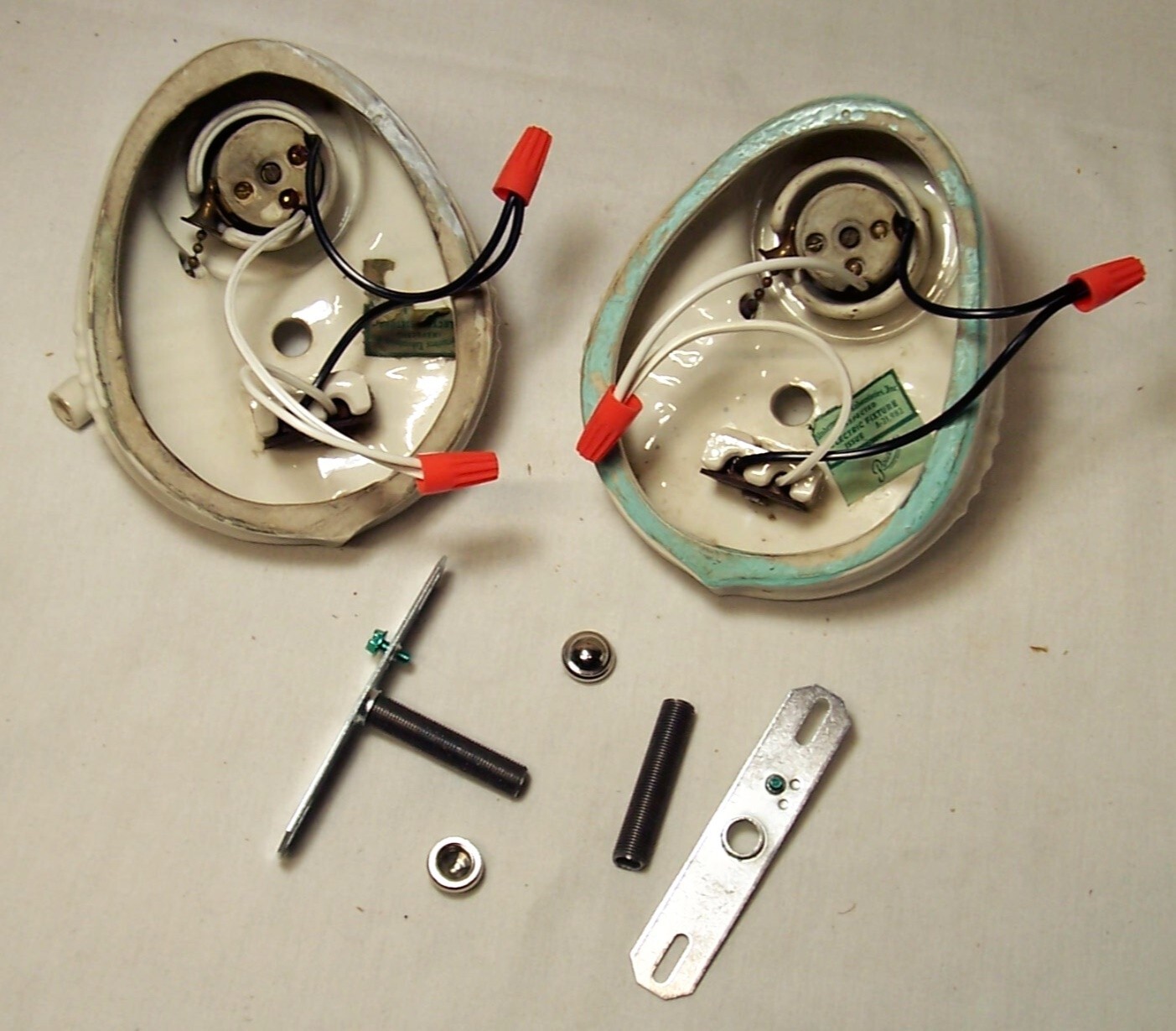 Vtg Porcelain Sconce Pair Antique Ceramic Light Fixture Art Deco USA #F48