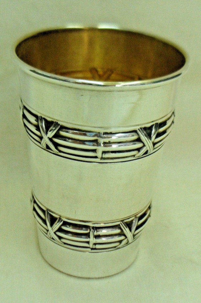 SABBATH KIDDISH SMALL CUP HANDMADE STERLING SILVER ROPE DESIGN AROUND