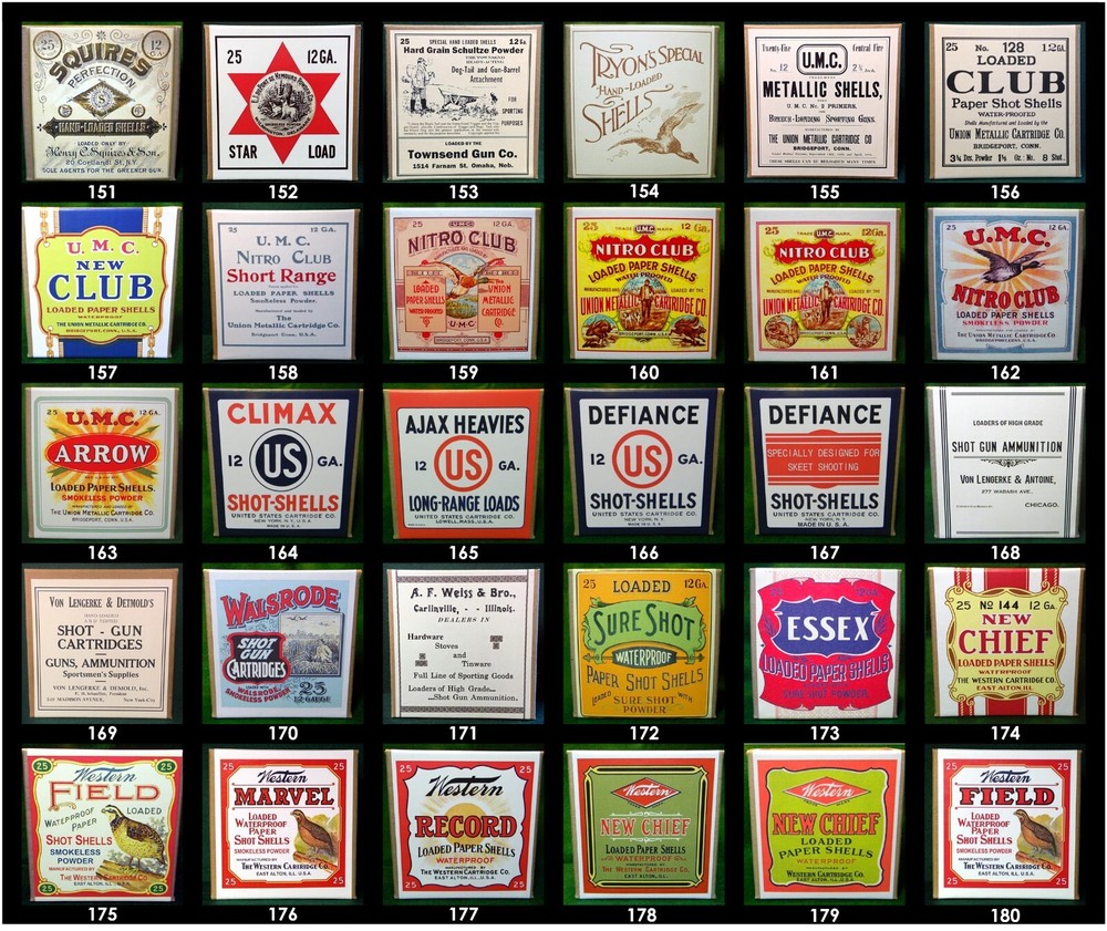 REPRODUCTION 212 Different EMPTY 12 Ga. Full Size Shotgun Shell Boxes $7.00 Each