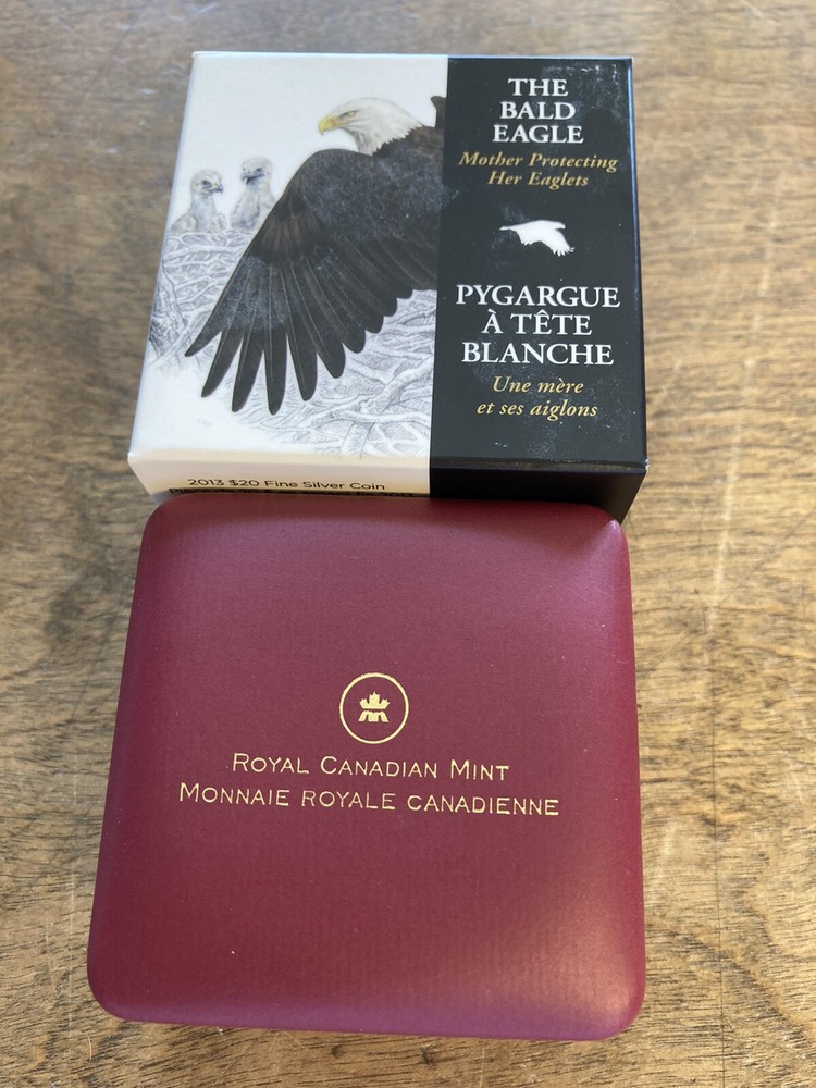 Canada 2013 The Bald Eagle: $20 Silver Proof Box Only and COA