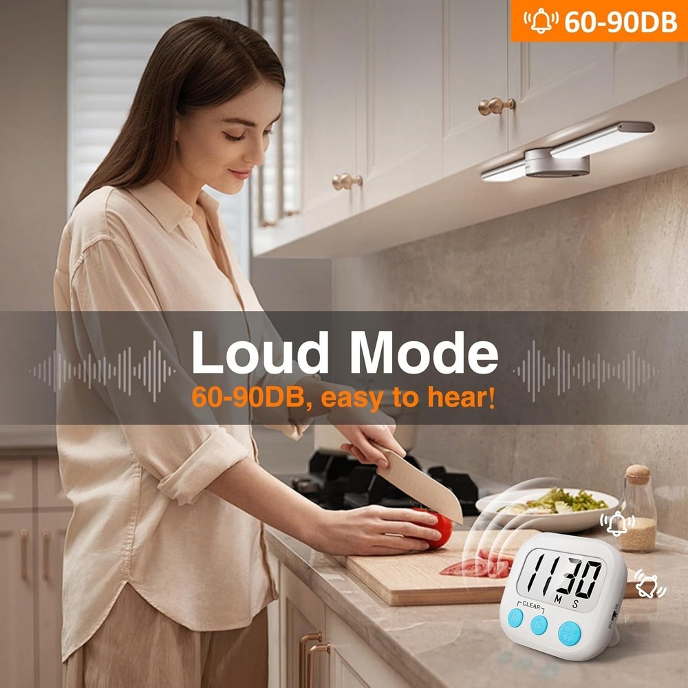 2 Pack Digital Kitchen Timer - Large Display & Loud Alarm for Precision Baking