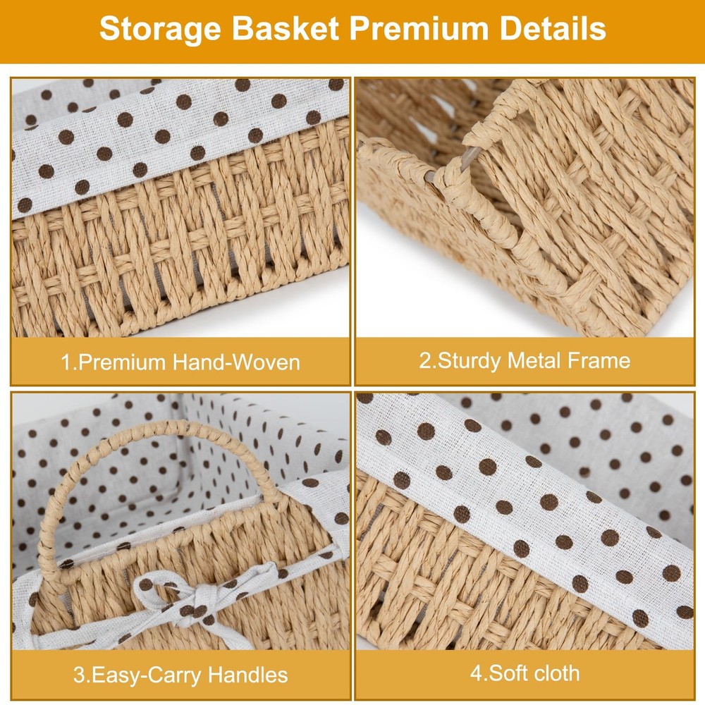 2 Pack Wicker Baskets for Storage, Basket with Handles, Storage Baskets for S...