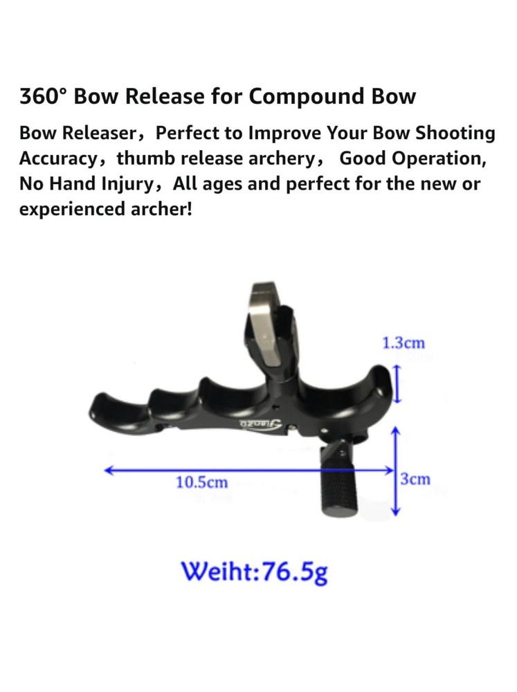 Bow Release for Compound Bow, Archery Release 360° Rotatable Thumb Release Black
