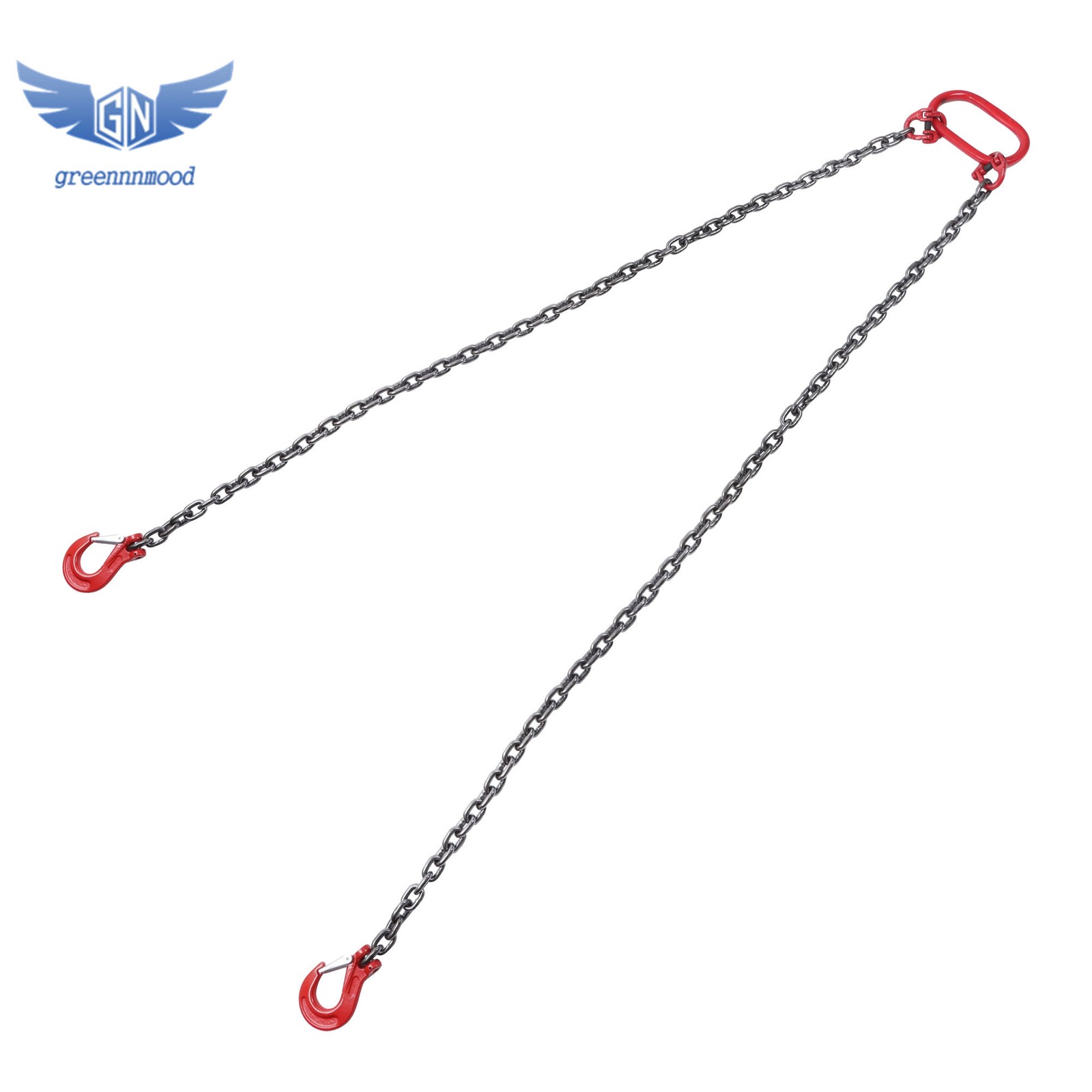 6600LBS Double Leg Chain Sling with Hooks, 5Ft 5/16" G80 Alloy Steel 2 Leg Red