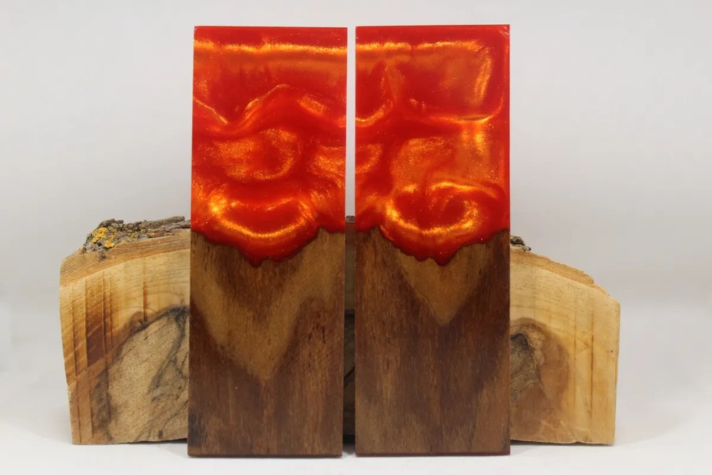 HYBRID STABILIZED MAPLE ORANGE CUSTOM COMPOSITE KNIFE HANDLE MATERIAL (7508)