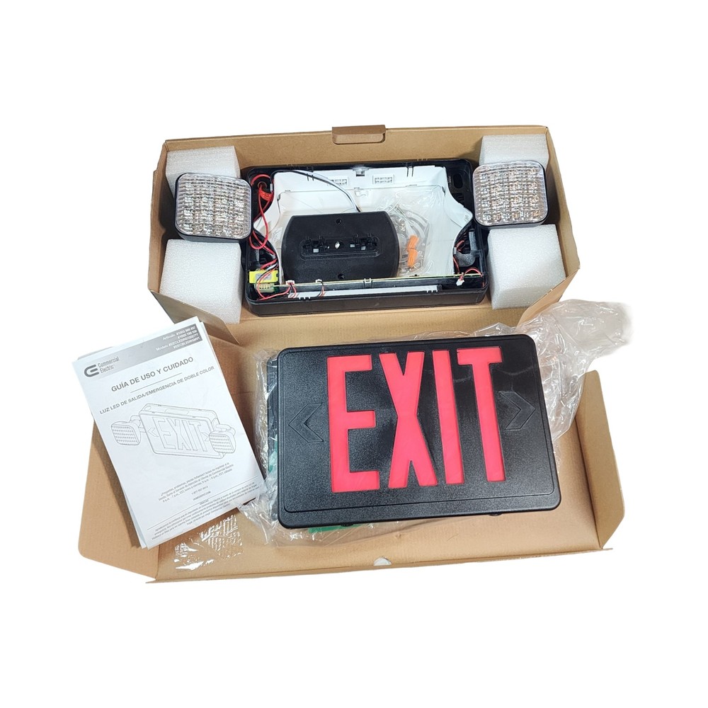 Commercial Electric LED Exit Sign Combo Red/Green Switchable Emergency Light
