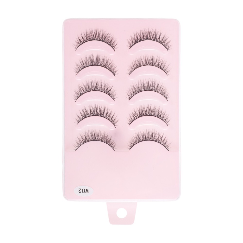 Natural False Eyelashes for Makeup Black W02 5 Pair