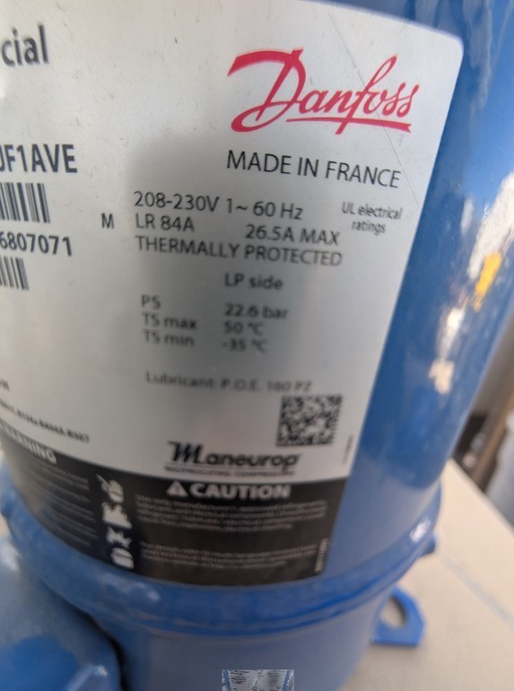 DANFOSS MTZ32JA1AVE 208-230V Compressor, New Open Box