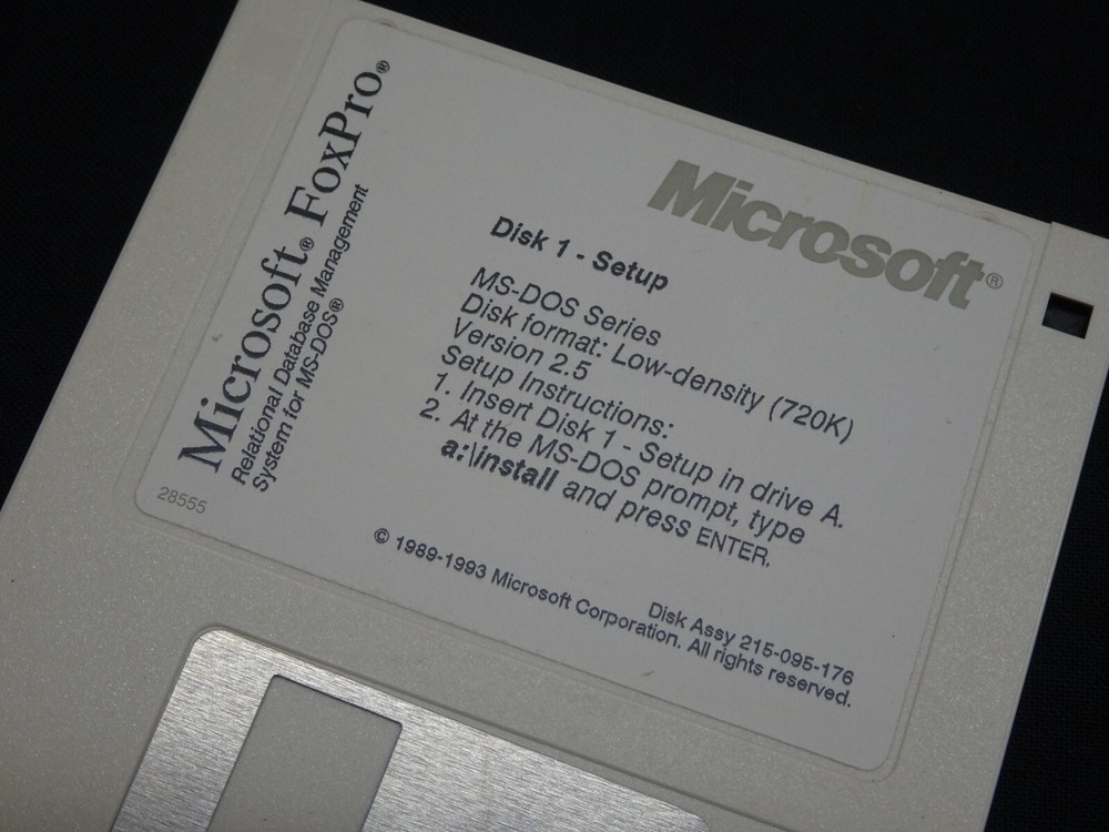 Microsoft FoxPro Setup Disk 1 Version 2.5 MS-DOS 3.5" Diskette Rel Database Mgmt