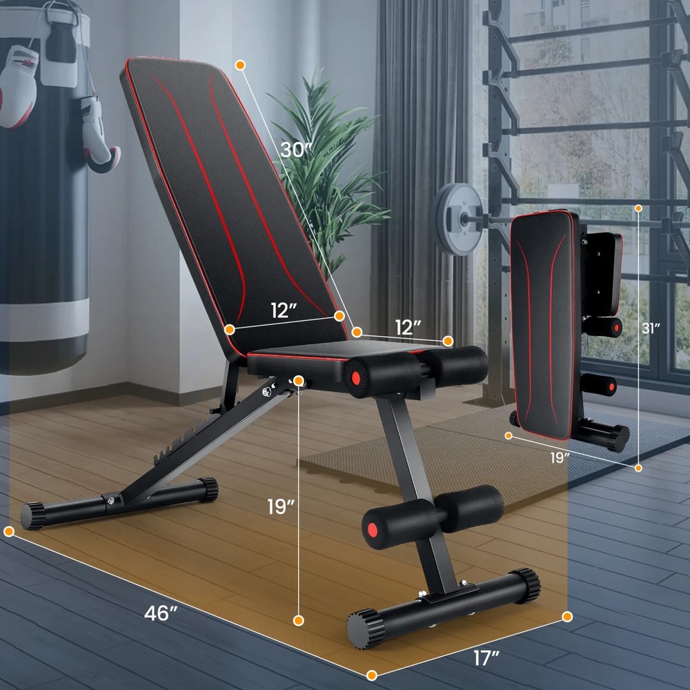 660LBS Folding Weight Bench Adjustable Workout Bench Exercise Bench Gym Bench US