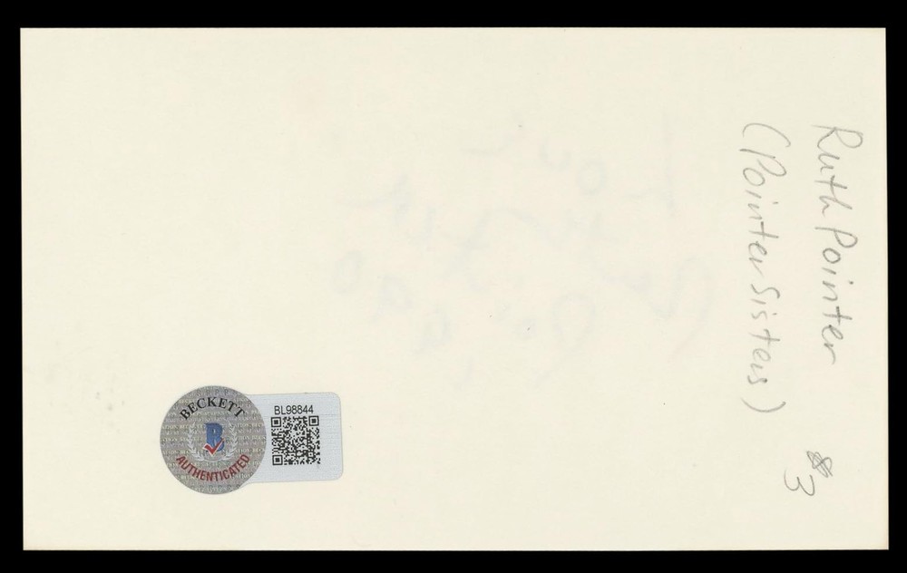 Ruth Pointer Pointer Sisters "Love 1990" Signed 3x5 Index Card BAS #BL98844