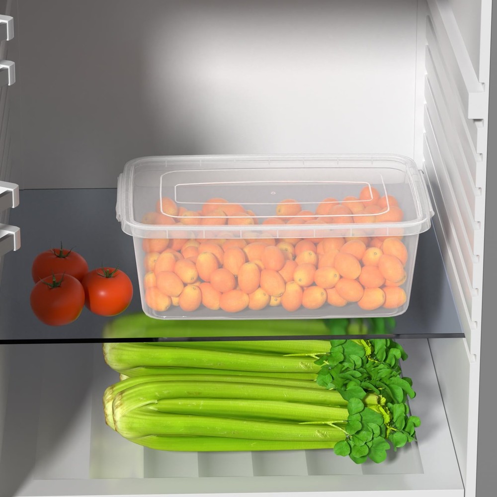 Clear Plastic Stackable Storage Bin Buckle Up Containers Lids 6.5 Quart 4 PCS