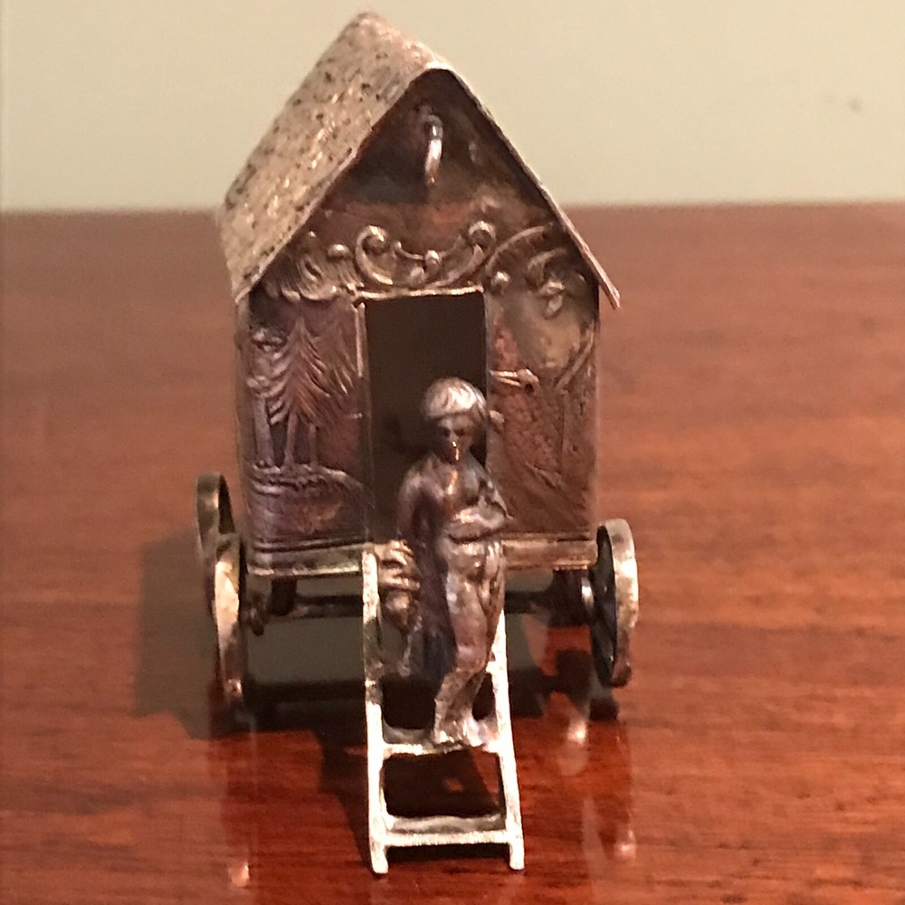 Antique Dutch Silver Miniature Bathing Wagon