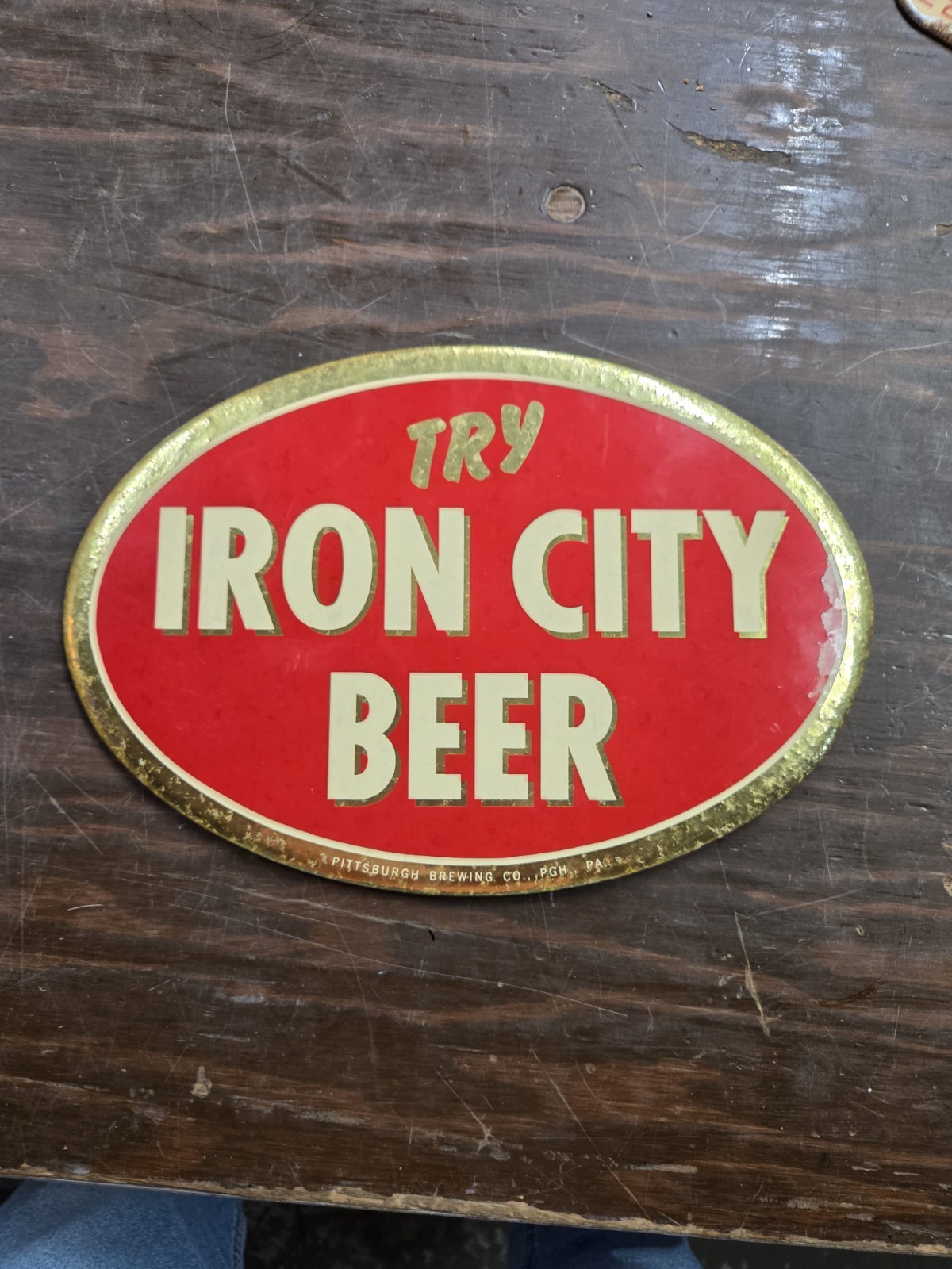 RARE ORIGINAL PITTSBURGH BREWING COMPANY SIGN Try  Iron CITY BEER BREWERY BAR