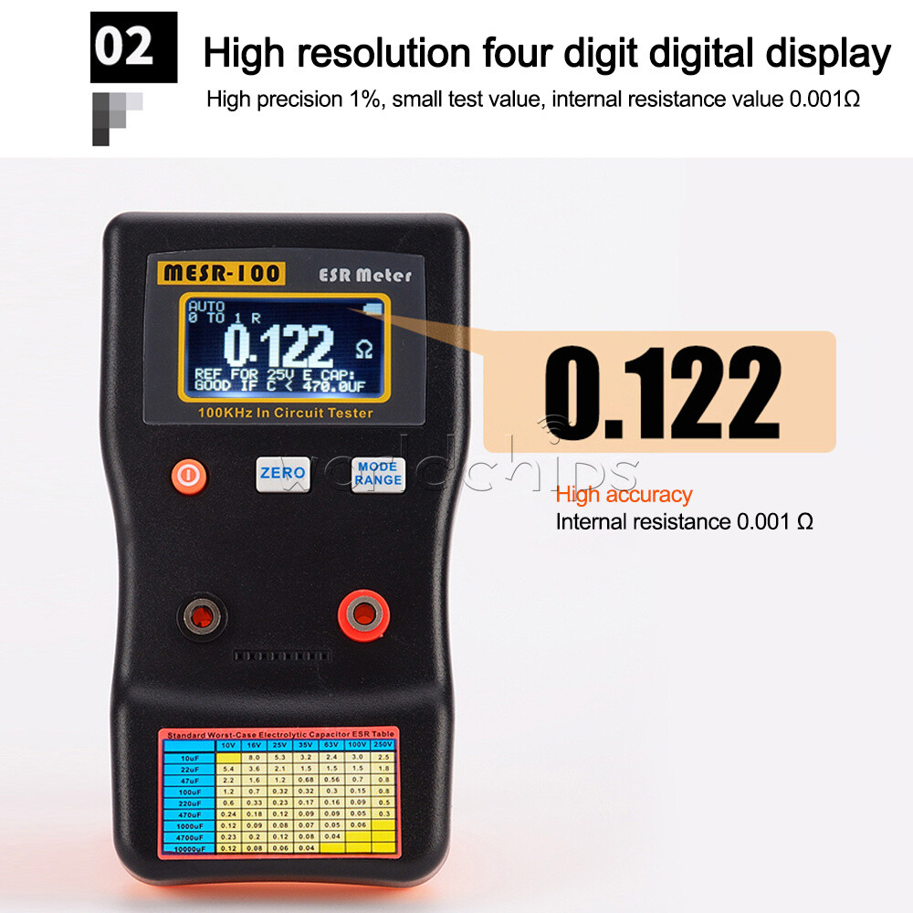 MESR-100 ESR Capacitance Ohm Meter Capacitance Internal Resistance Circuit Meter