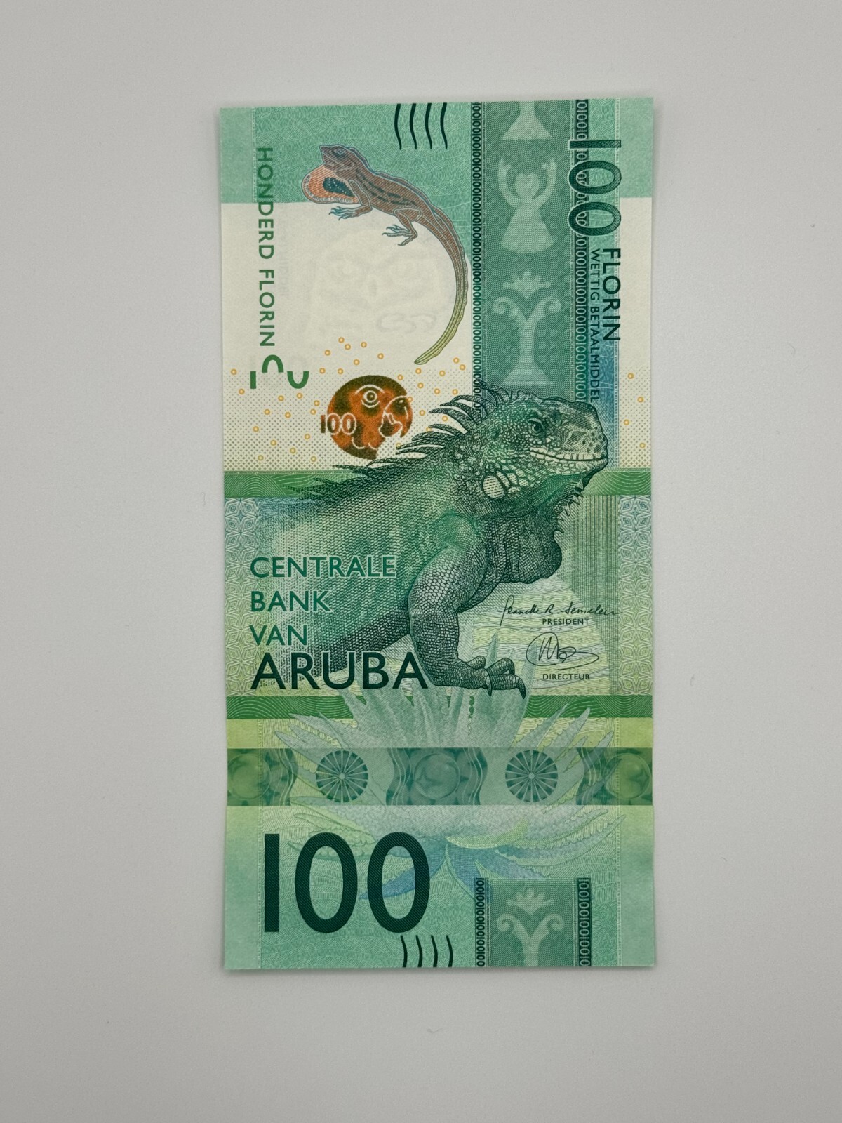 Aruba 100 florin 2019 P24 Gem UNC IGUANA Beautiful New Family of Banknotes BEST