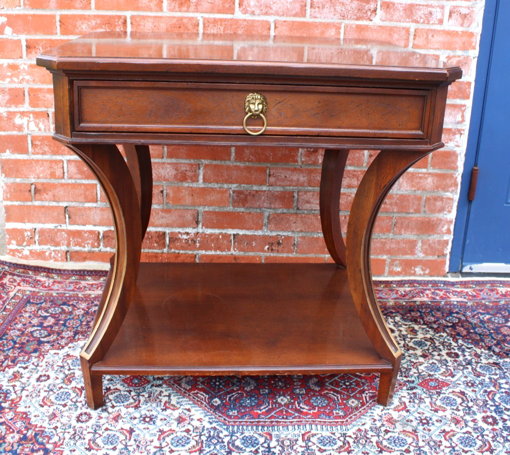 American Baker Walnut Side Table / Small Writing Desk With Drawer