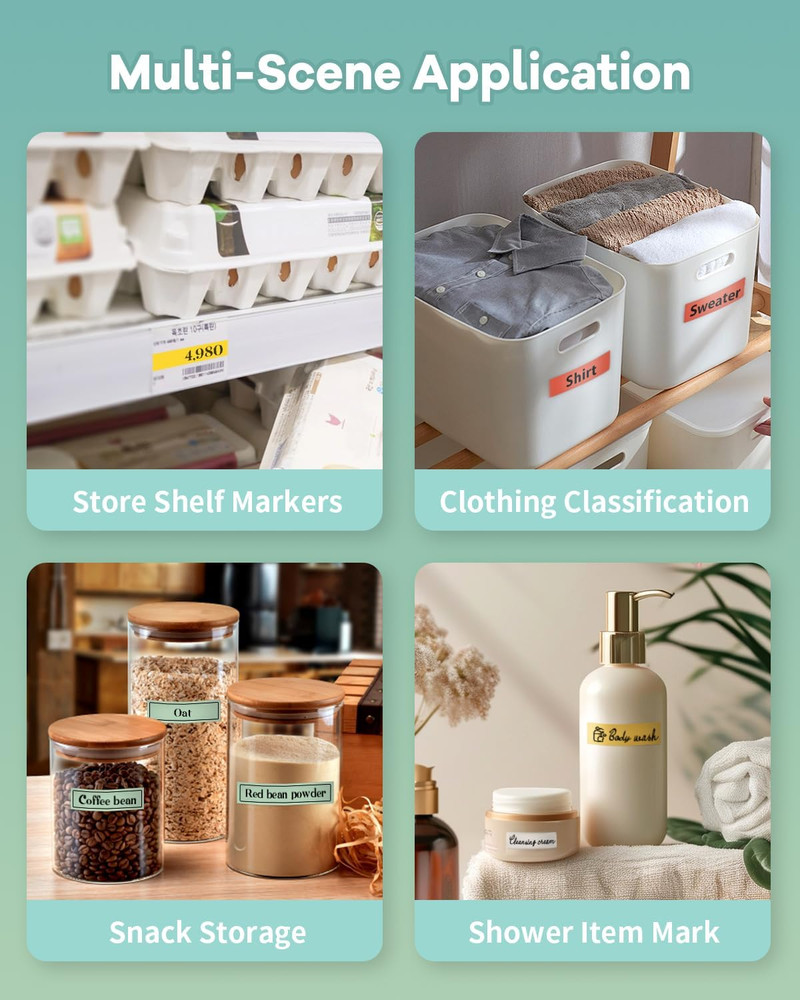 Label Maker Machine with Tape, N12 Portable Bluetooth Label Printer, Wireless Mi