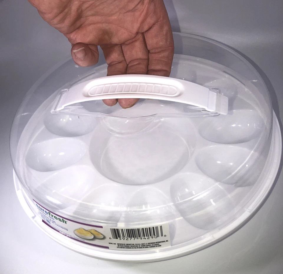 Sure Fresh Deviled Egg Carrier Container & Lid Reusable Holds 12 Eggs Portable