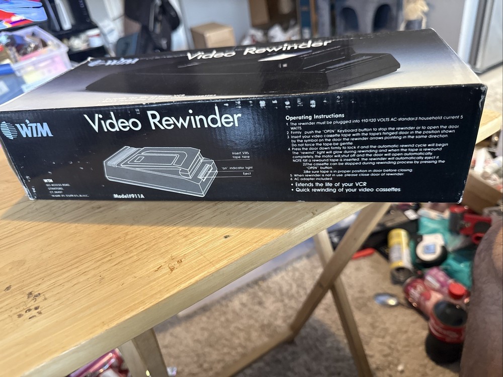 WTM VHS Video Rewinder with AUTO STOP & EJECT (Model #911A , AC Powered