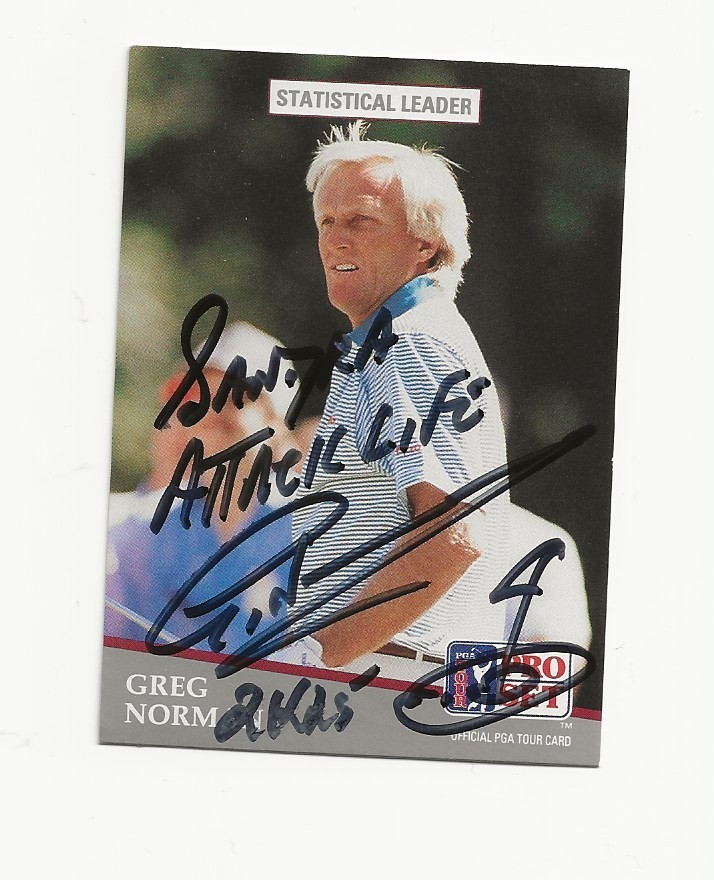 GREG    NORMAN      GOLF       AUTOGRAPHED    CARD