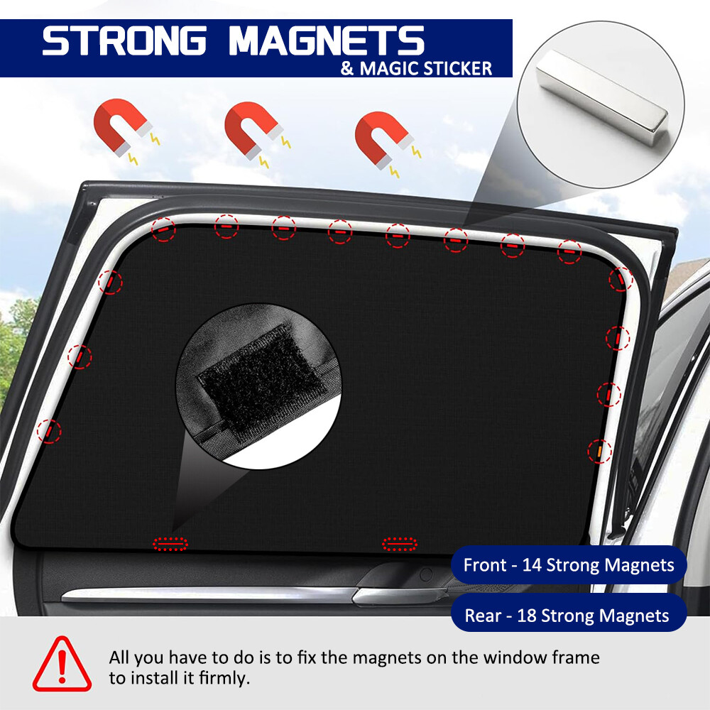 4 Pack Magnetic Car Window Sun Shade Cover Front Rear Shield UV Block Protection