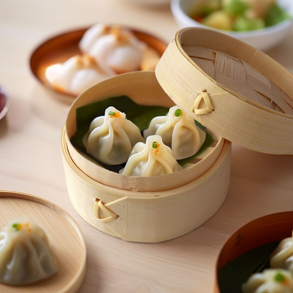 Mini Bamboo Steamer With Lid for Dumplings