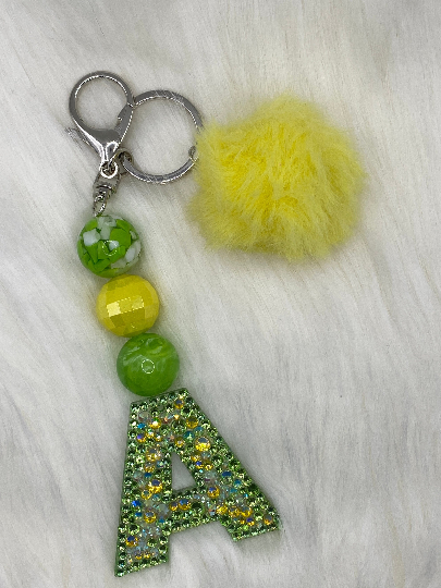 Monogram Letter Bubble Gum Bead Keychains