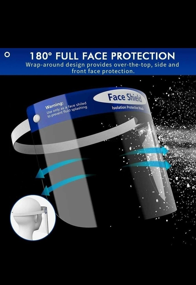 Face Shield 12Pc, Reusable FaceShield Clear Washable, Face Anti-Splash