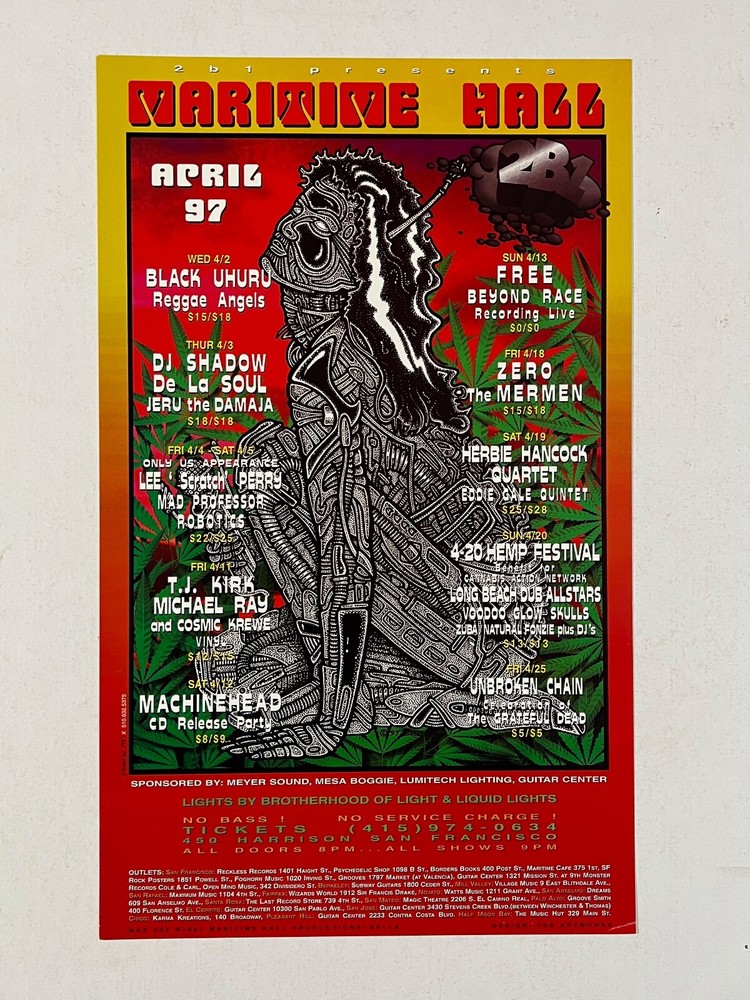 Maritime Hall Poster  1997 MHP#29 Black Uhuru, Zero + The Mermen, Herbie Hancock