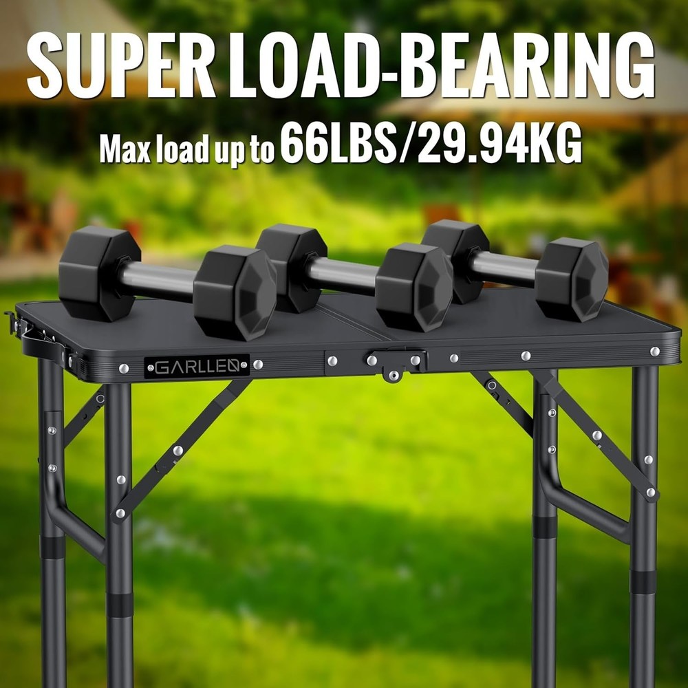 2ft Folding Camping Table, 3 Adjustable Height Lightweight Folded Picnic Table