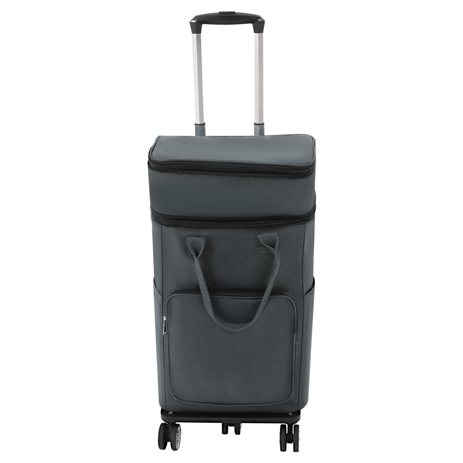 Foldable Trolley Shopping Cart with Telescopic Handle & Waterproof Bag - Gray