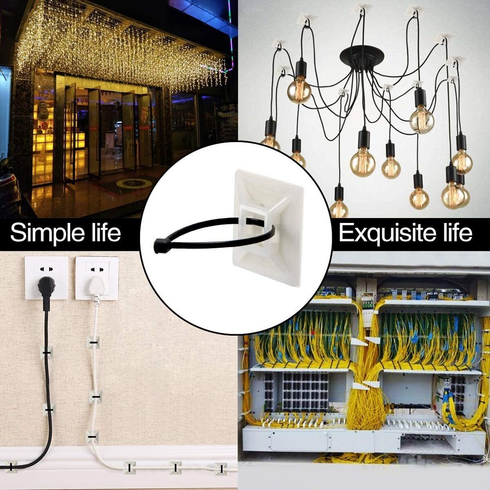 Self-locking Plastic Nylon Cable Zip Ties Mounts Wire Fasteners Cable Clips US