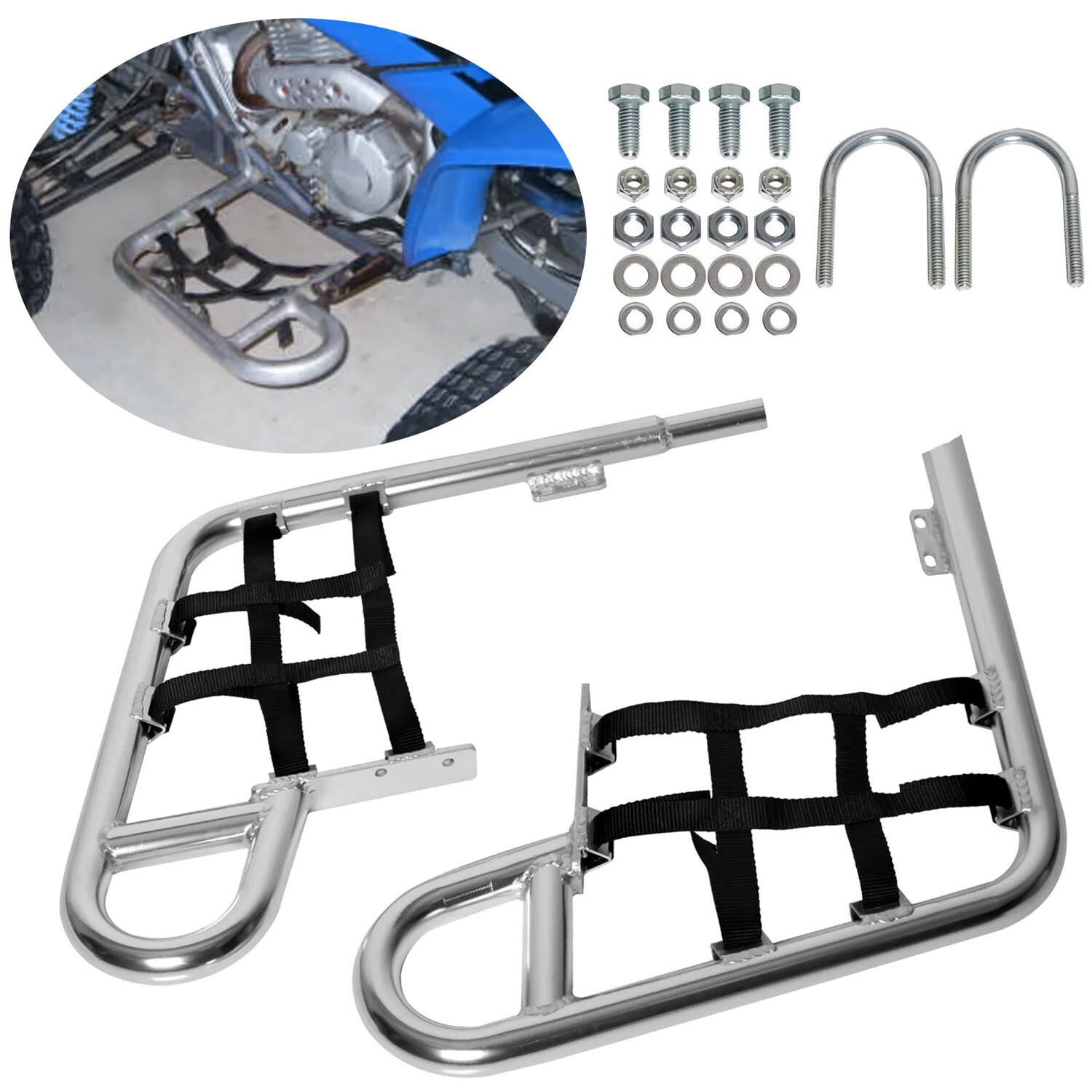 For Honda TRX 250X 1987-88 TRX 300EX 300X 93-09 Aluminum Silver Nerf Bars