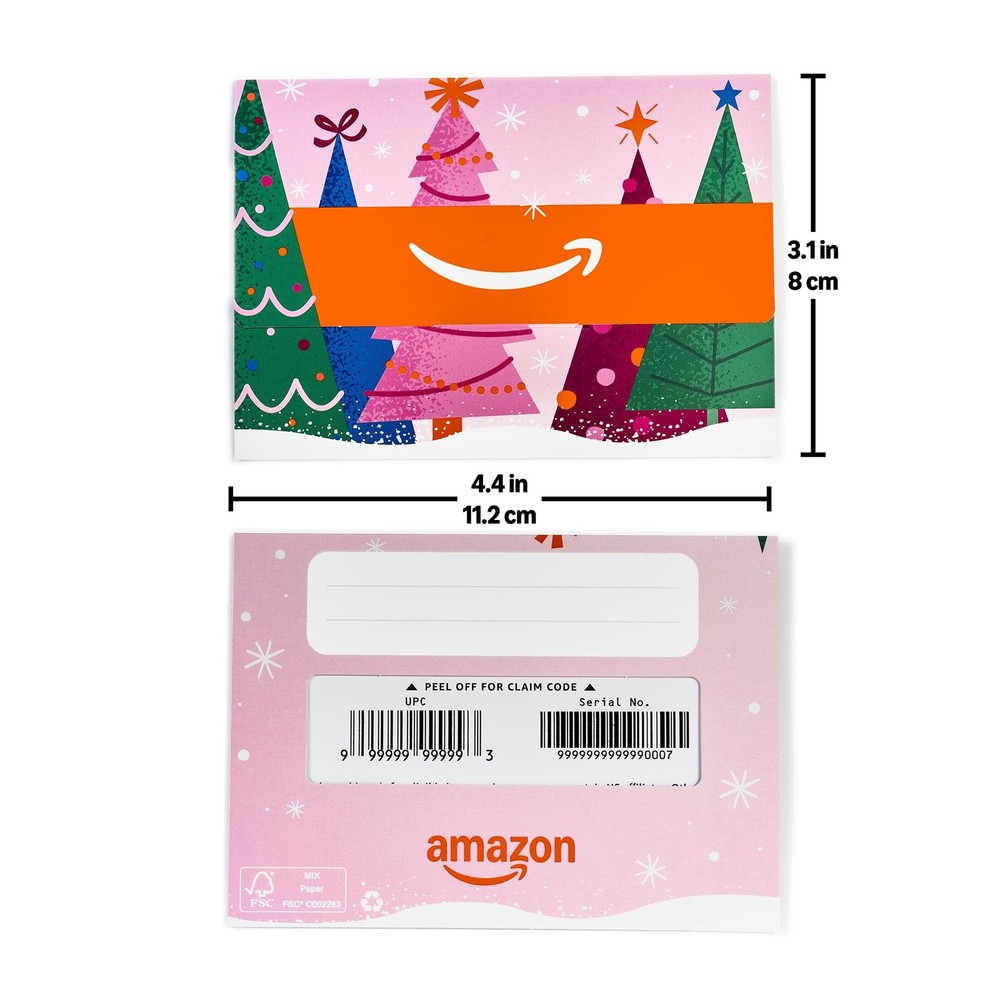 Amazon Gift Card Mini Envelope Festive Trees Christmas