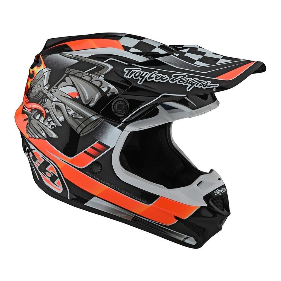 NEW Troy Lee Designs SE4 POLY CARB Motocross Helmet W/MIPS Black/Org All SIzes