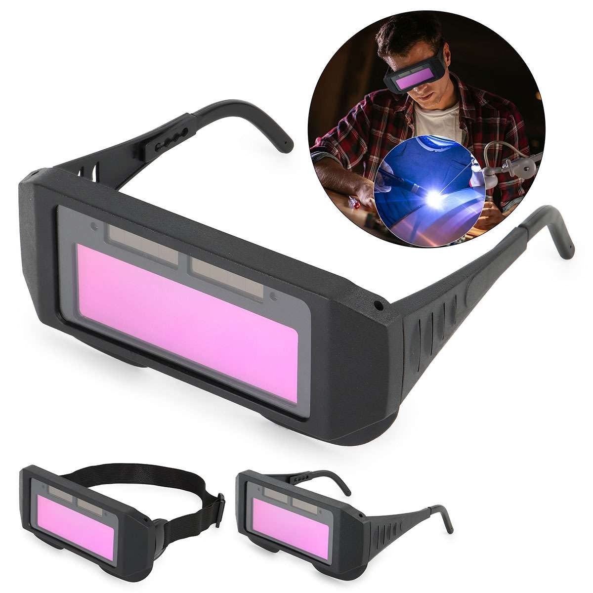 2Pcs Welding Glasses Auto Darkening Goggles Safety Automatic Dimming Welder Arc