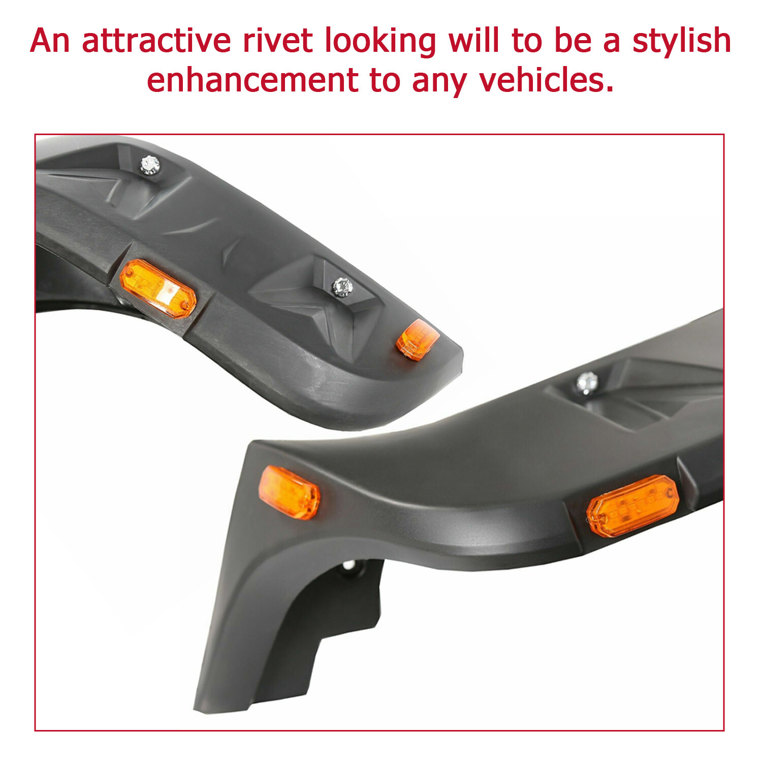 For 07-18 Jeep Wrangler JK Pocket Rivet Style Smooth Fender Flares w/LED 4PCS