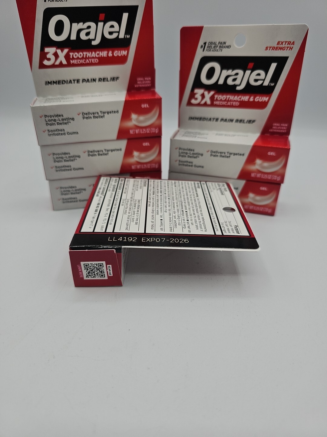 6 Pack Orajel 3x toothache & gum medicated Immediate Relief 0.25oz ea EXP 7/26