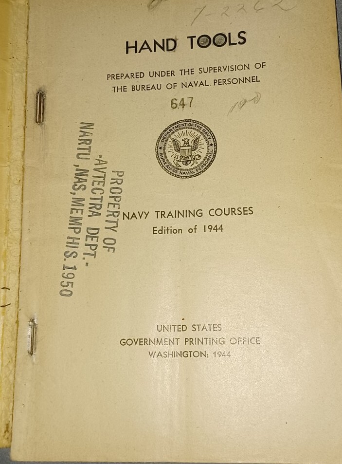 *WW2* 1944 Hand Tools - US Navy Training Course Restricted