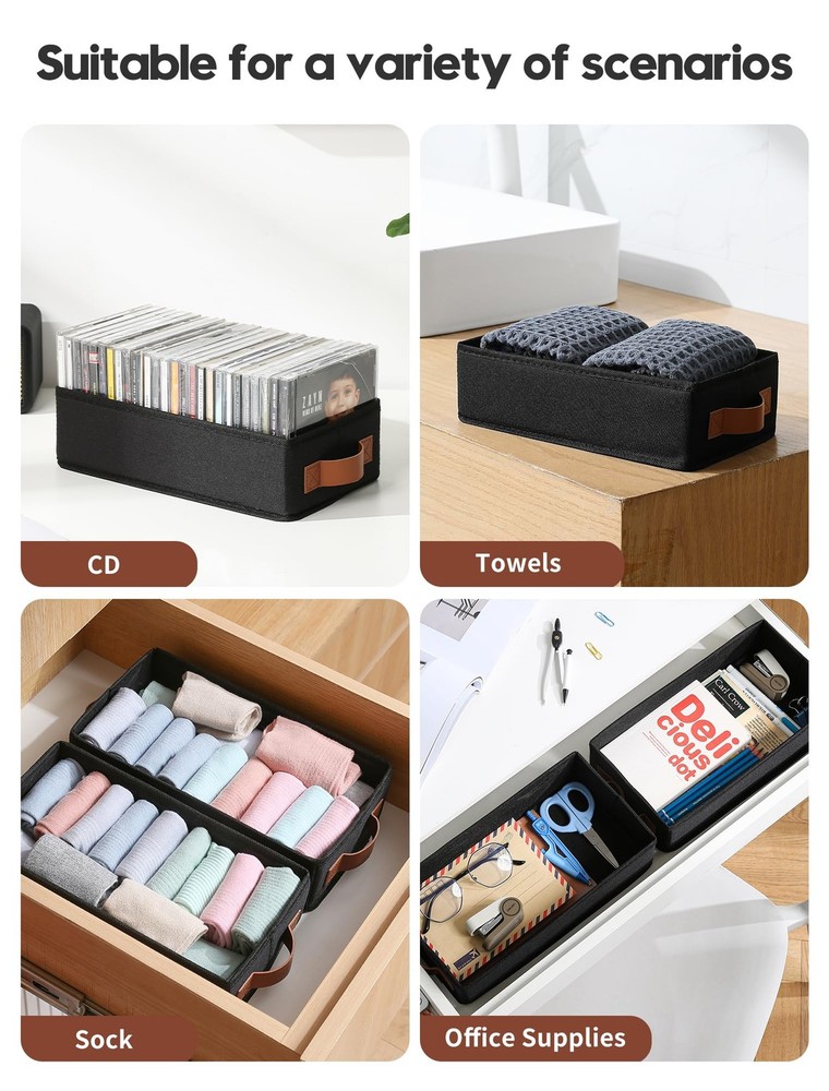 CD Storage Boxes - 4 Pack Case Holder for 80 Jewel Cases, Foldable, Black