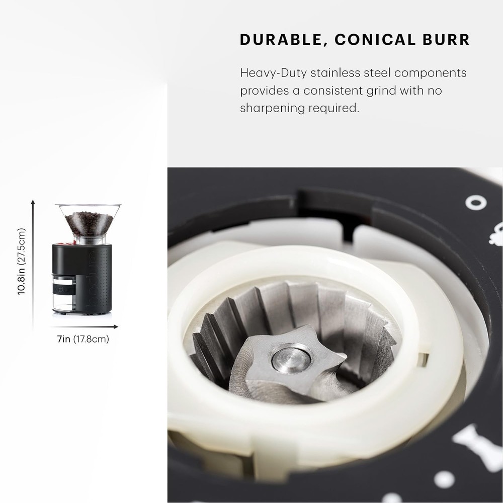 High-Quality Conical Burr Coffee Grinder with Adjustable Timer & 12 Settings