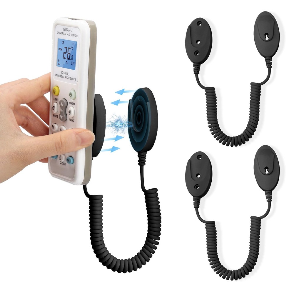 2-Pack Magnetic Remote Control Holders with Spring Black 43 inch, 2 pack