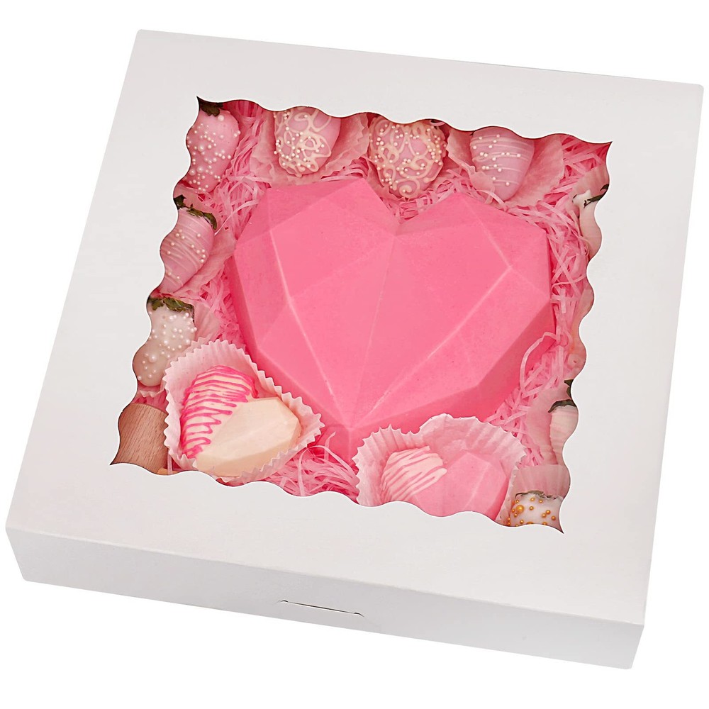 20-Pack Pie Boxes 12" x 12" x 2.5" Bakery Boxes with Window White Cookie Boxe...