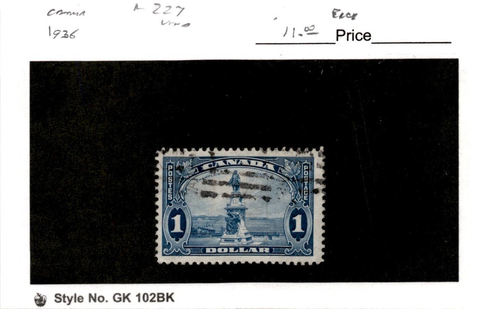 Canada, Postage Stamp, #227 Used, 1935 Champlain Quebec (AG)